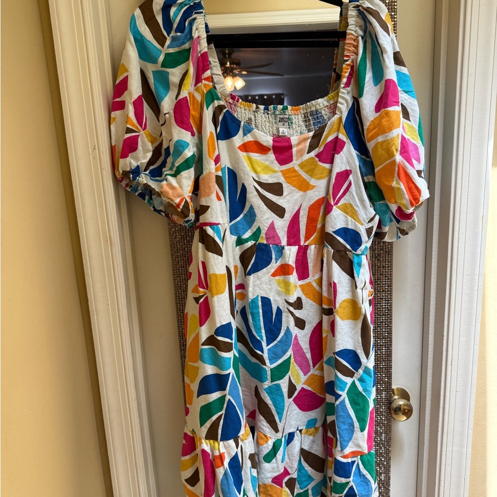 Tabitha Blue Pink Puff Sleeve Sundress